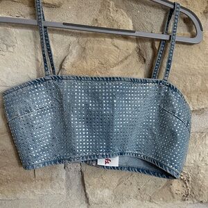 Studded Denim Crop Top